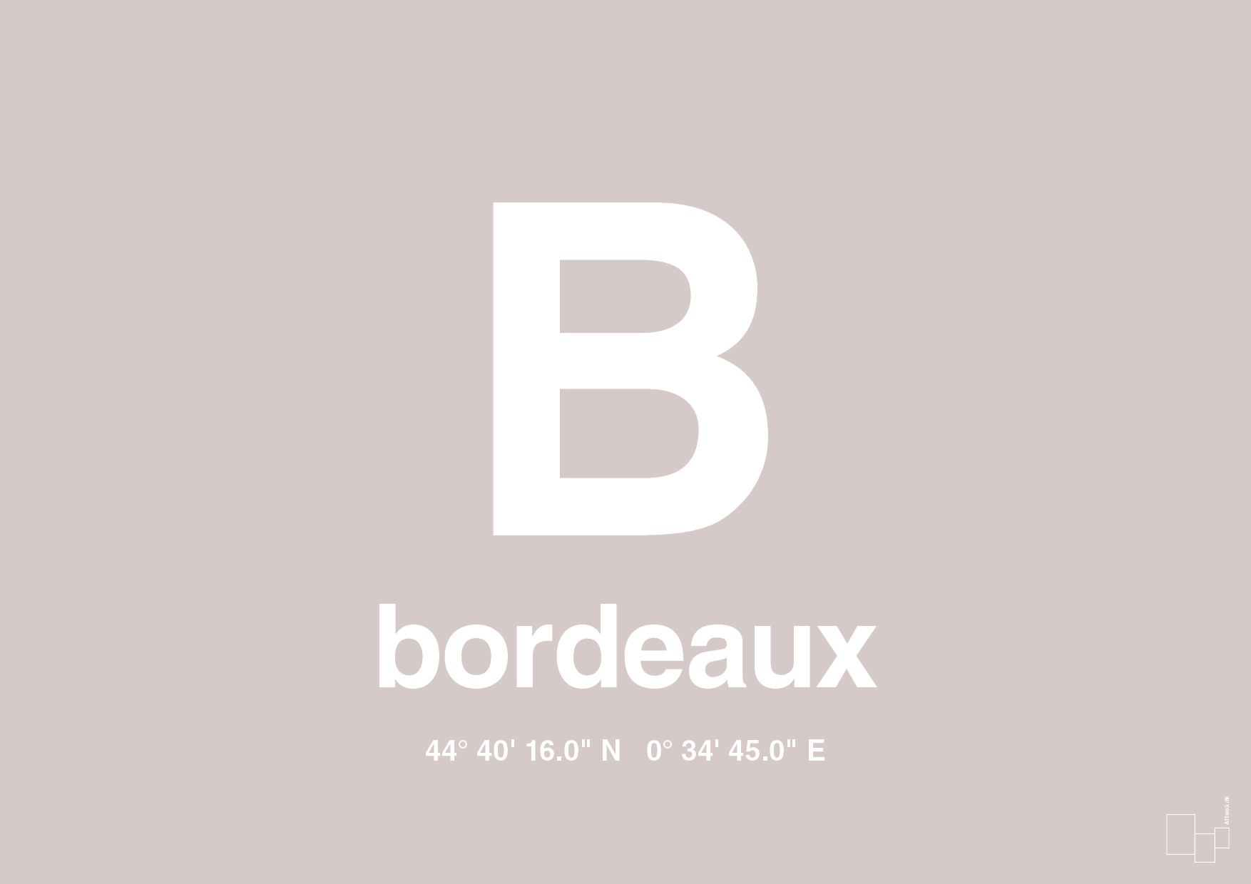 plakat: byplakat bordeaux med koordinater - broken beige-Byer-A1two3
