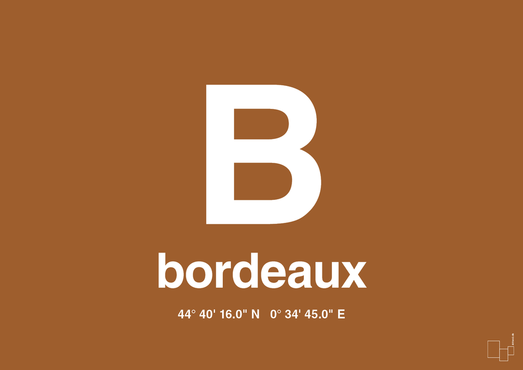 plakat: byplakat bordeaux med koordinater - cognac-Byer-A1two3