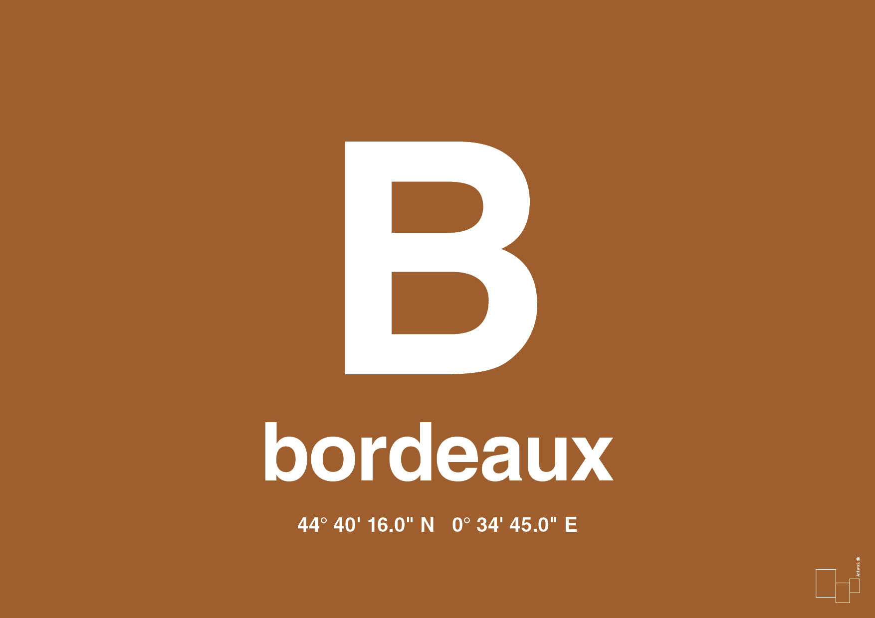 plakat: byplakat bordeaux med koordinater - cognac-Byer-A1two3