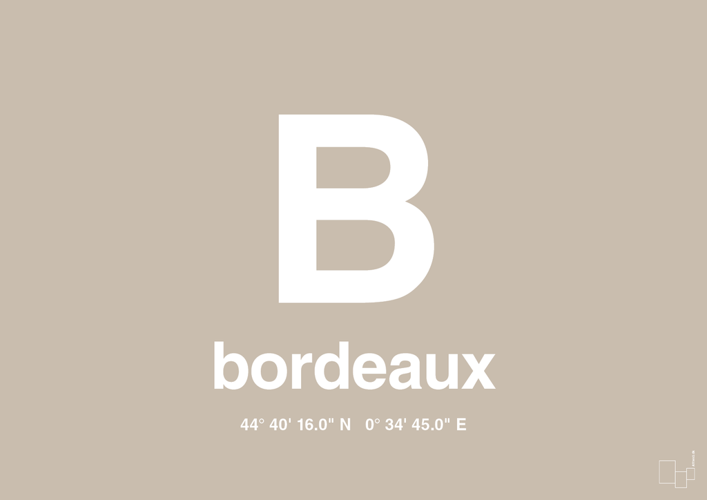 plakat: byplakat bordeaux med koordinater - creamy mushroom-Byer-A1two3