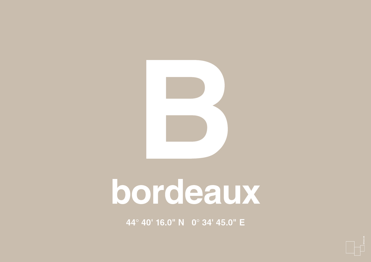 plakat: byplakat bordeaux med koordinater - creamy mushroom-Byer-A1two3