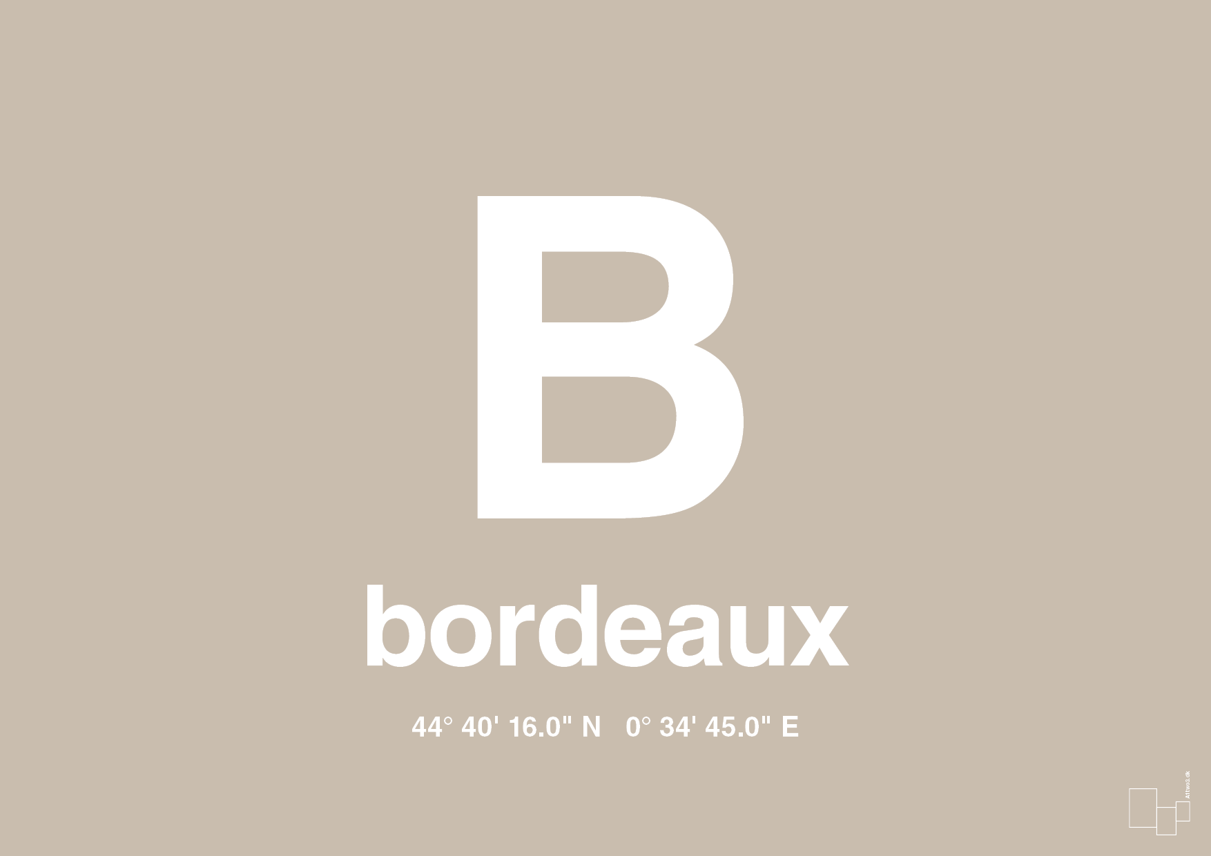 plakat: byplakat bordeaux med koordinater - creamy mushroom-Byer-A1two3