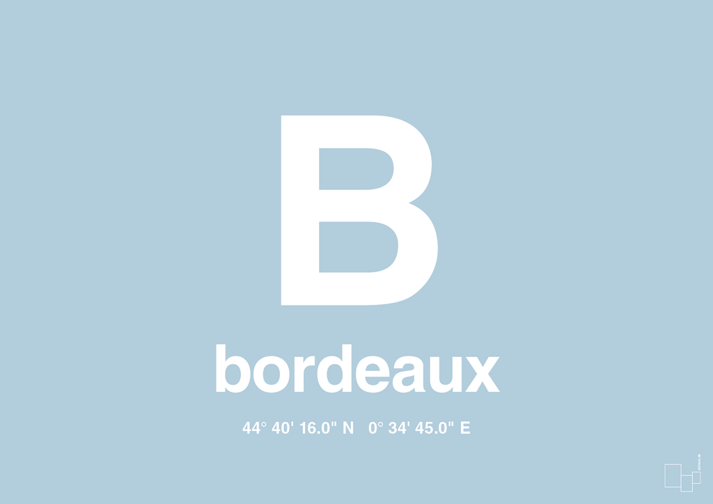 plakat: byplakat bordeaux med koordinater - heavenly blue-Byer-A1two3