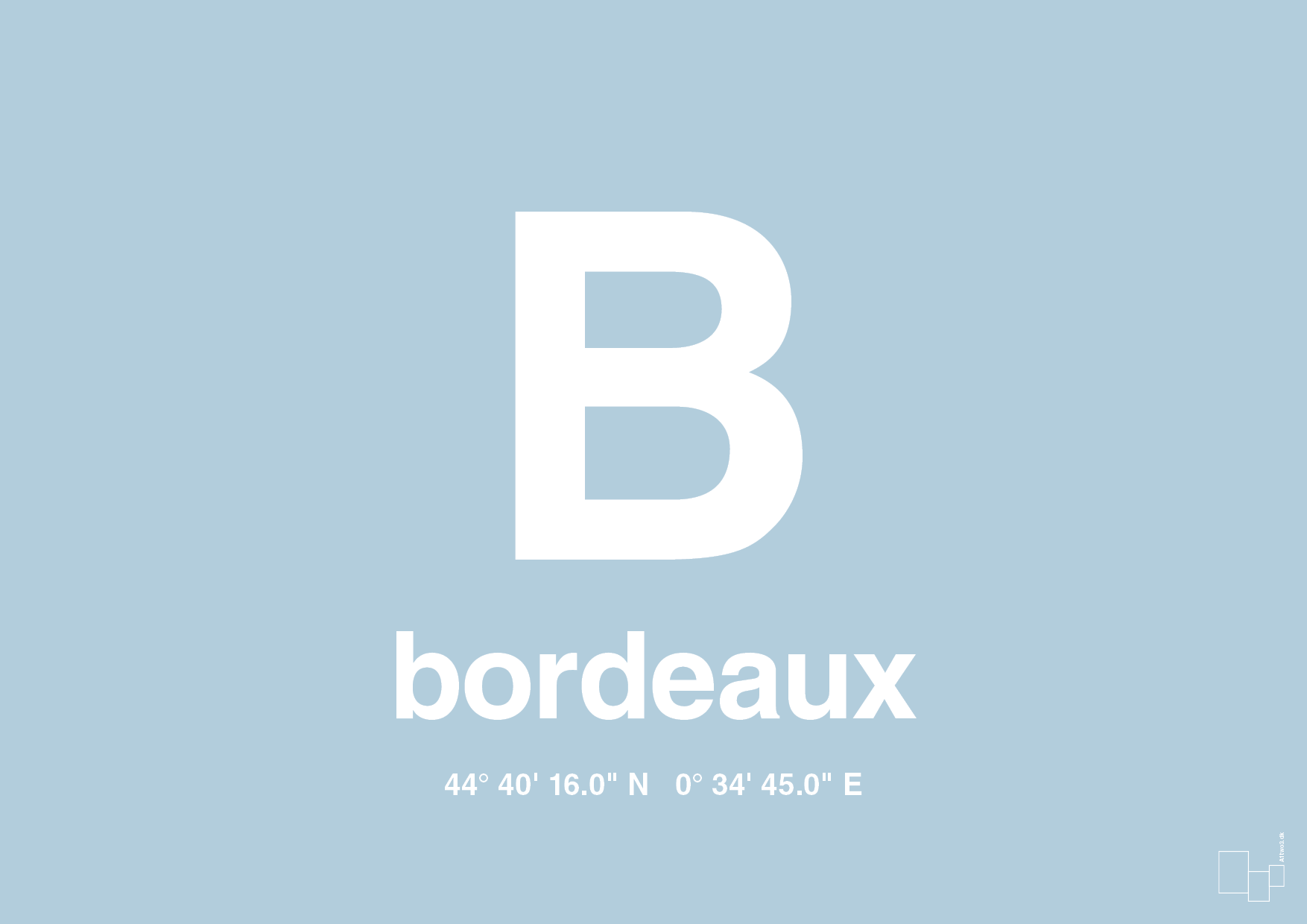 plakat: byplakat bordeaux med koordinater - heavenly blue-Byer-A1two3
