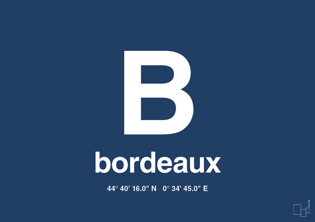 plakat: byplakat bordeaux med koordinater - lapis blue-Byer-A1two3