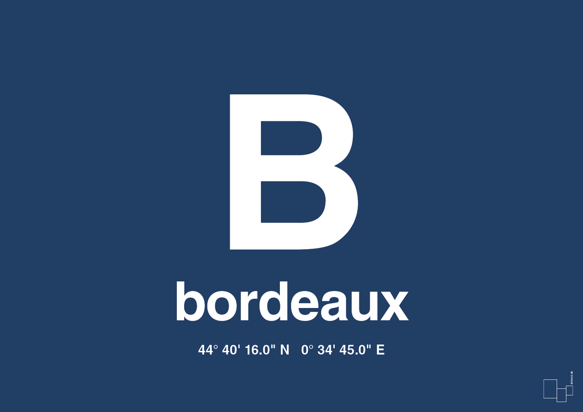 plakat: byplakat bordeaux med koordinater - lapis blue-Byer-A1two3