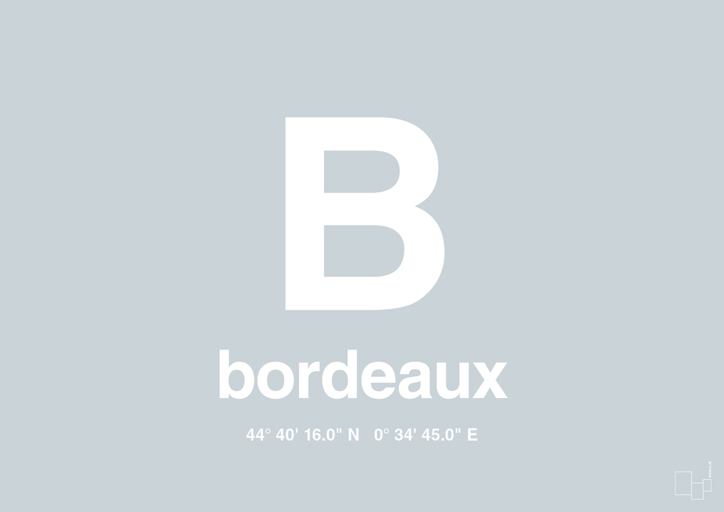 plakat: byplakat bordeaux med koordinater - light drizzle-Byer-A1two3