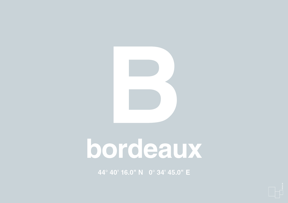 plakat: byplakat bordeaux med koordinater - light drizzle-Byer-A1two3