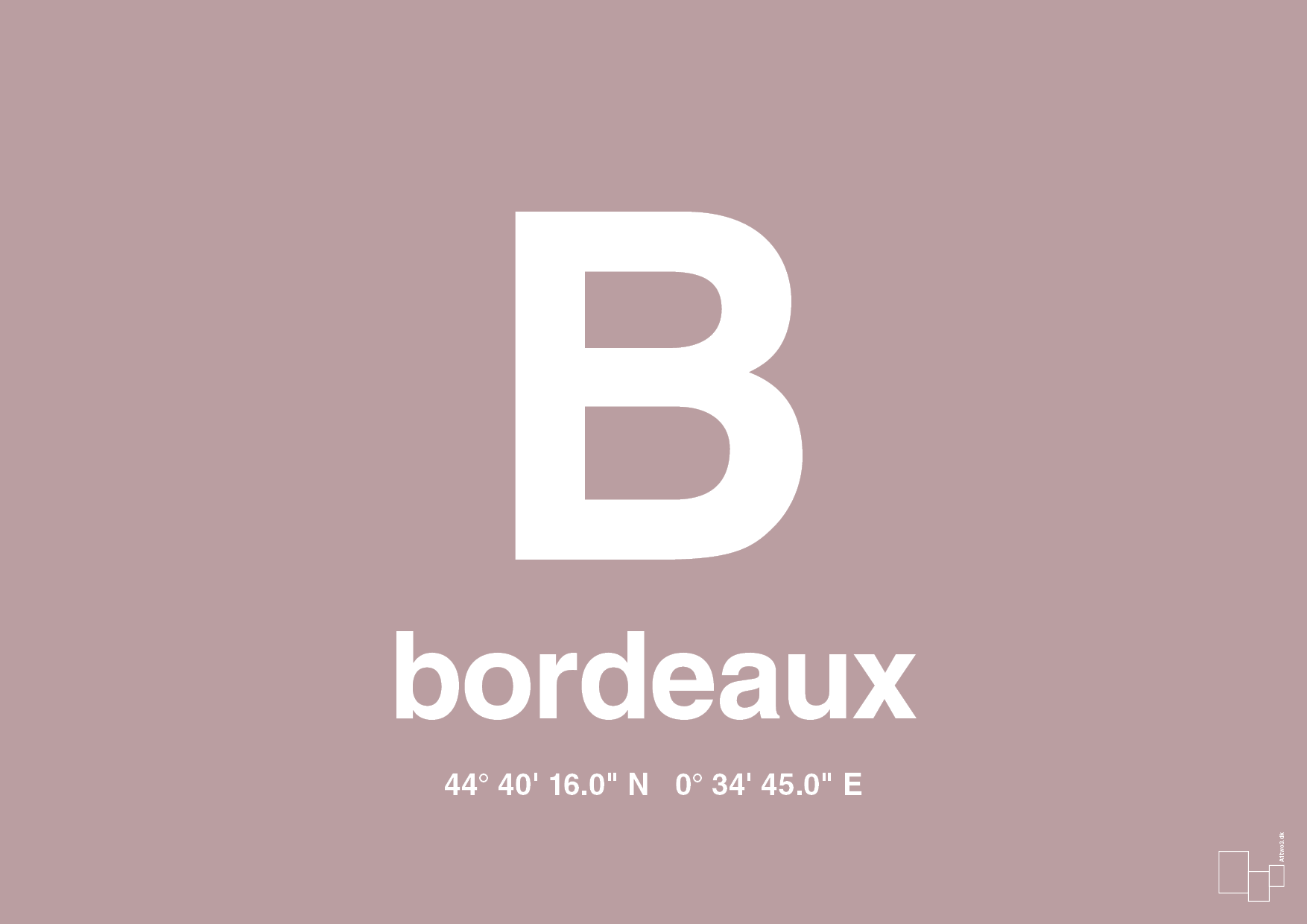 plakat: byplakat bordeaux med koordinater - light rose-Byer-A1two3