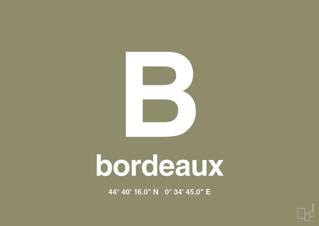 plakat: byplakat bordeaux med koordinater - misty forrest-Byer-A1two3