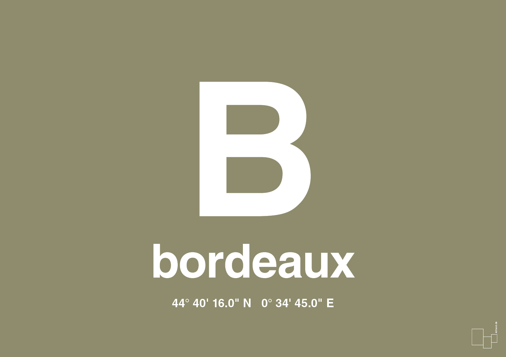 plakat: byplakat bordeaux med koordinater - misty forrest-Byer-A1two3