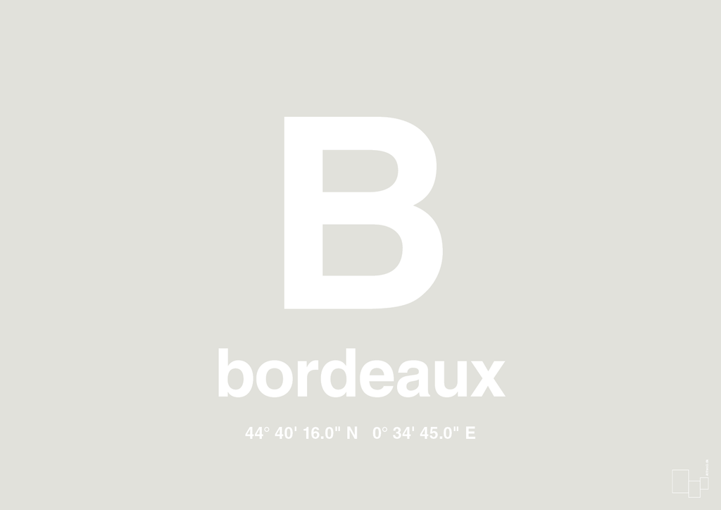 plakat: byplakat bordeaux med koordinater - painters white-Byer-A1two3