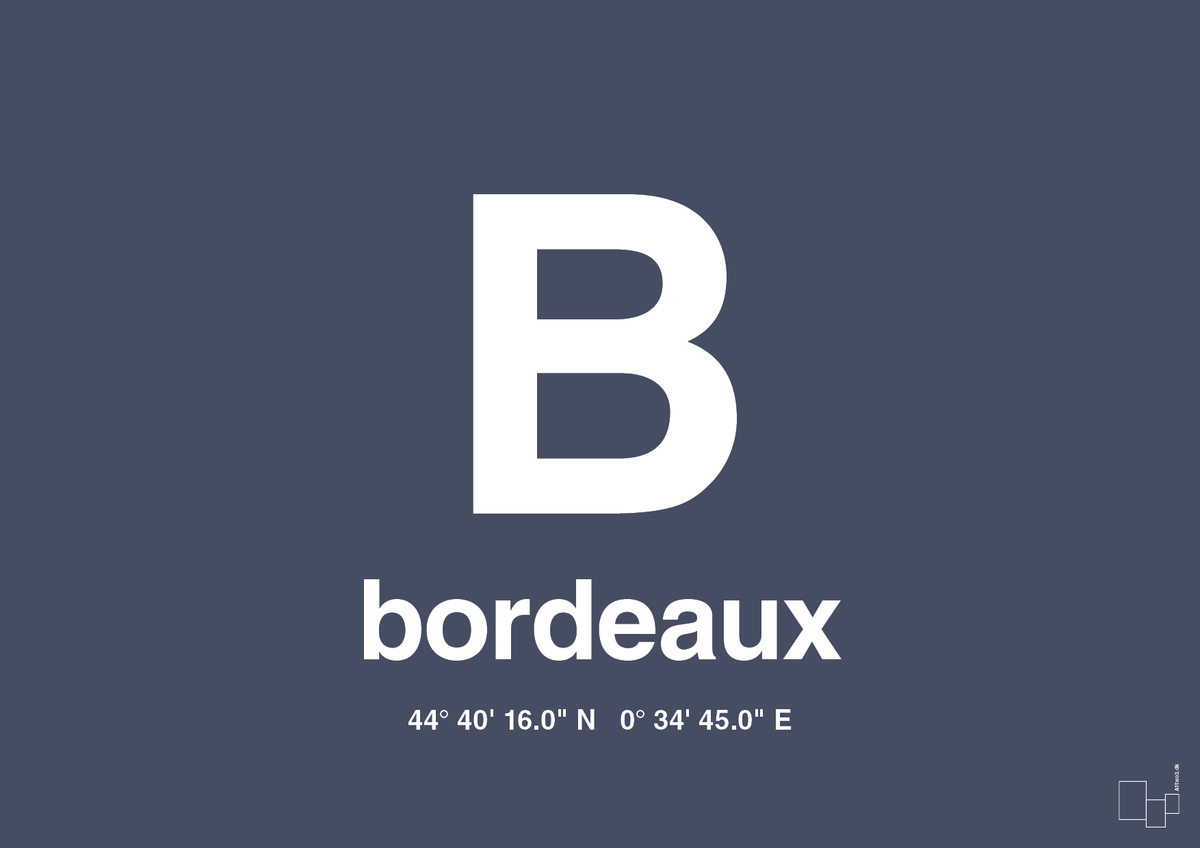 Byplakat bordeaux med koordinater - petrol-Byer-A1two3