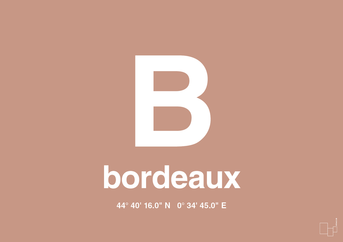 plakat: byplakat bordeaux med koordinater - powder-Byer-A1two3