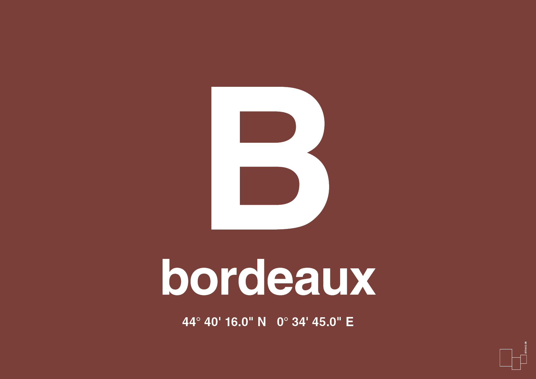 plakat: byplakat bordeaux med koordinater - red pepper-Byer-A1two3