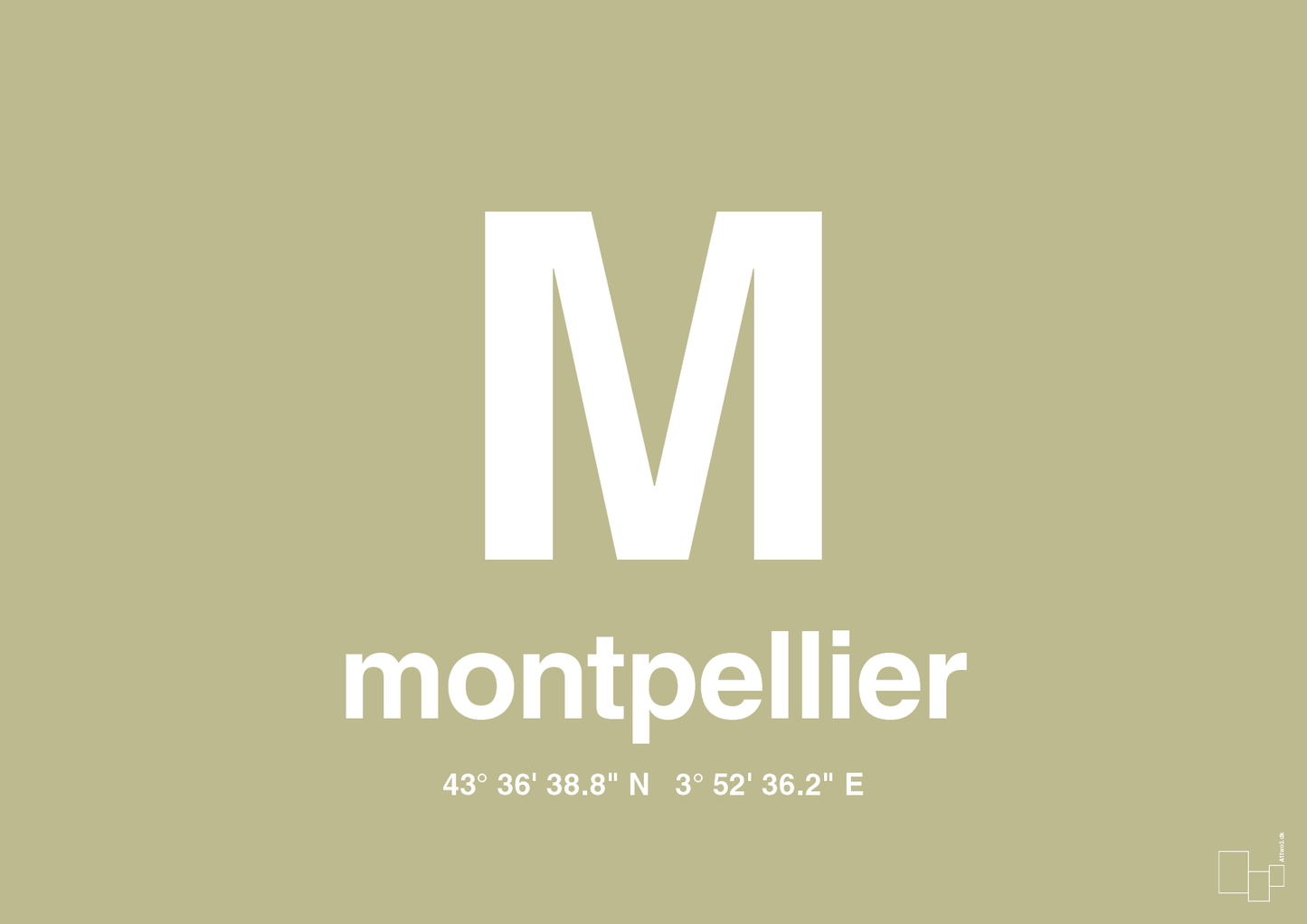 plakat: byplakat montpellier med koordinater - back to nature-Byer-A1two3