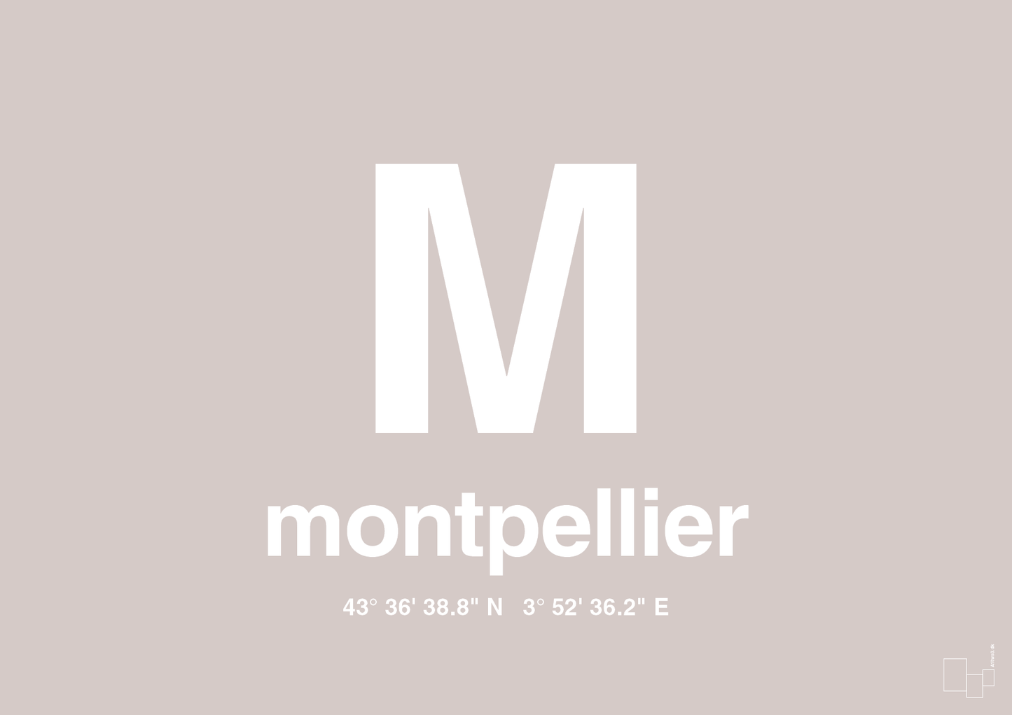 plakat: byplakat montpellier med koordinater - broken beige-Byer-A1two3