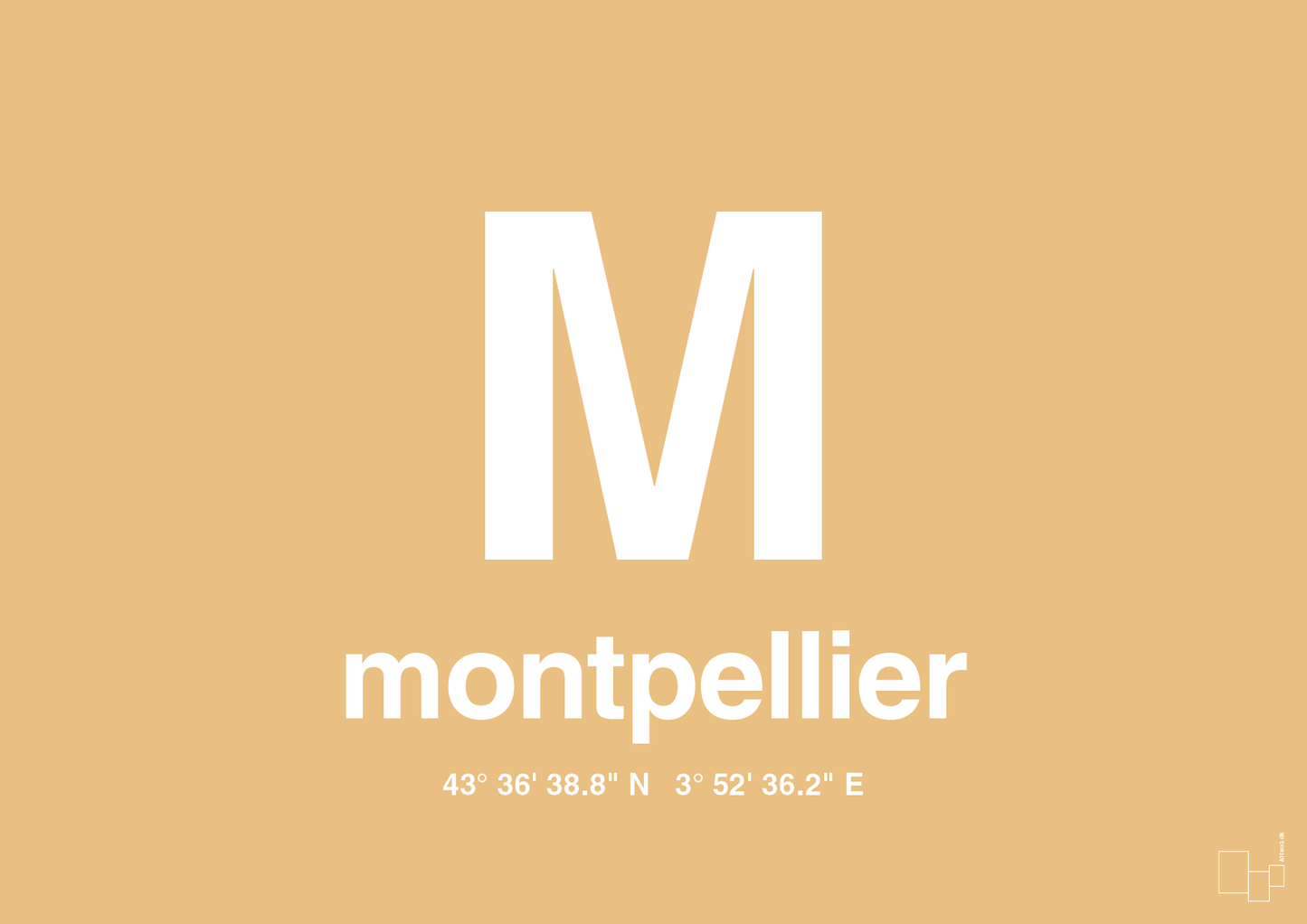 plakat: byplakat montpellier med koordinater - charismatic-Byer-A1two3