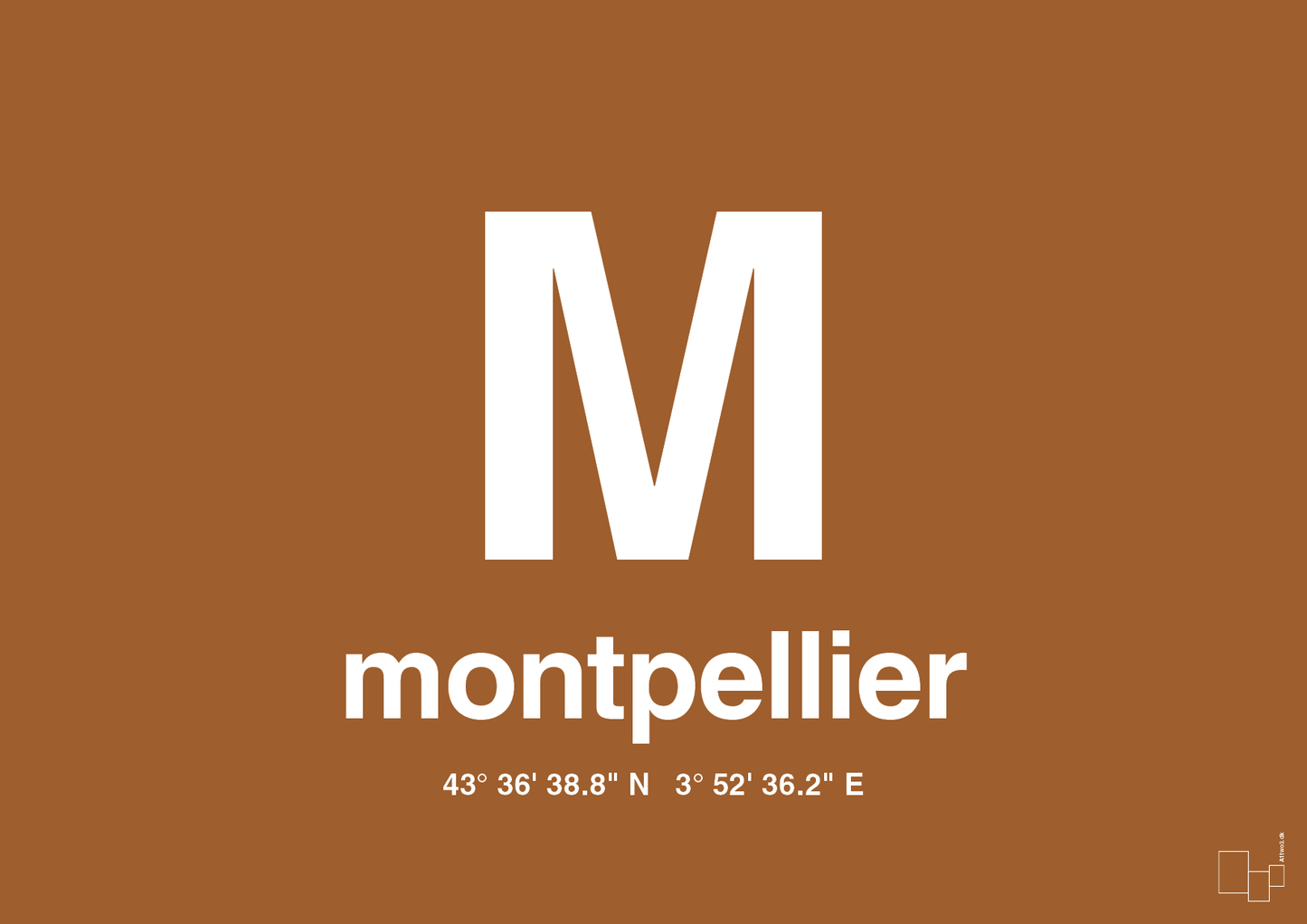 plakat: byplakat montpellier med koordinater - cognac-Byer-A1two3