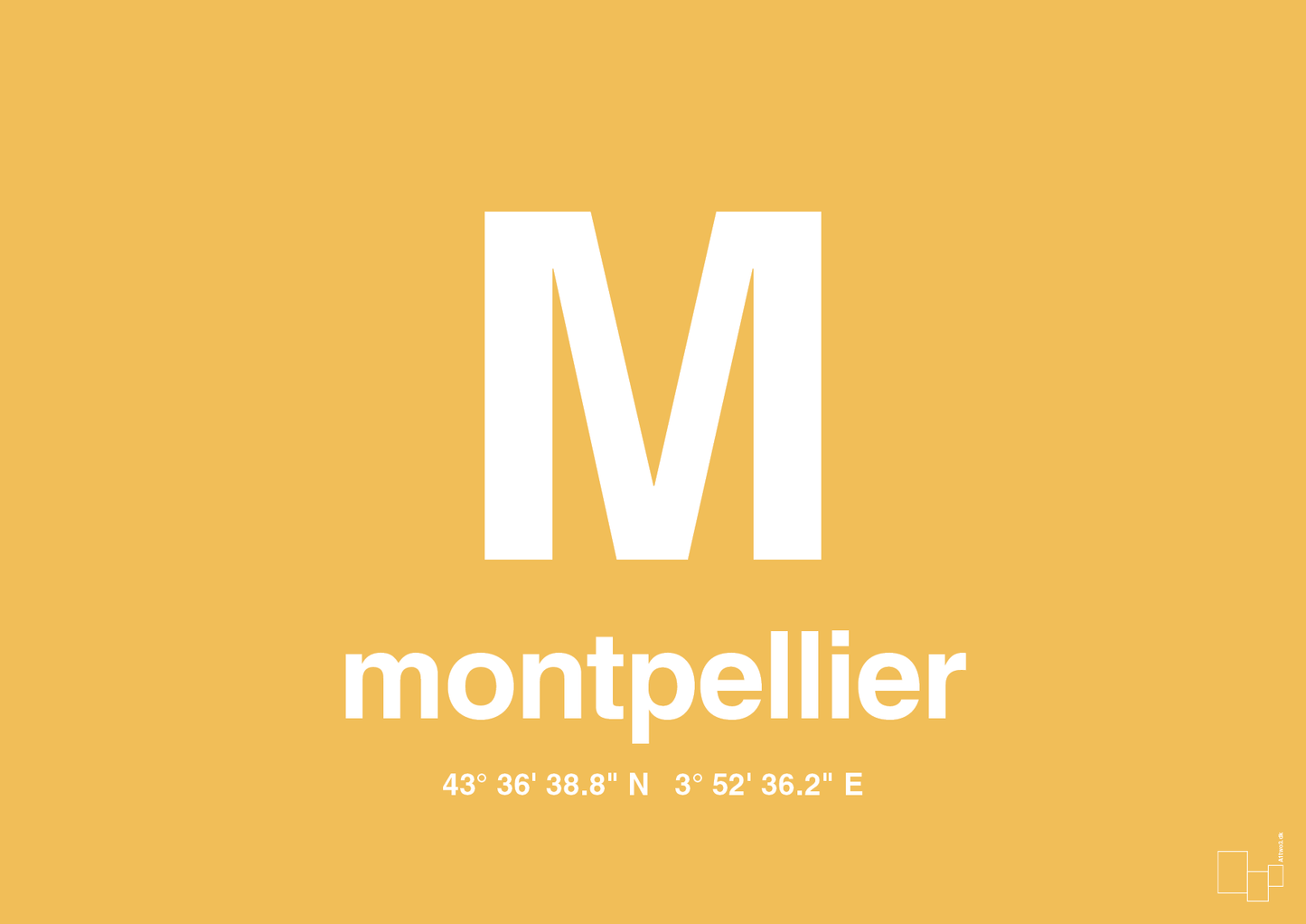 plakat: byplakat montpellier med koordinater - honeycomb-Byer-A1two3