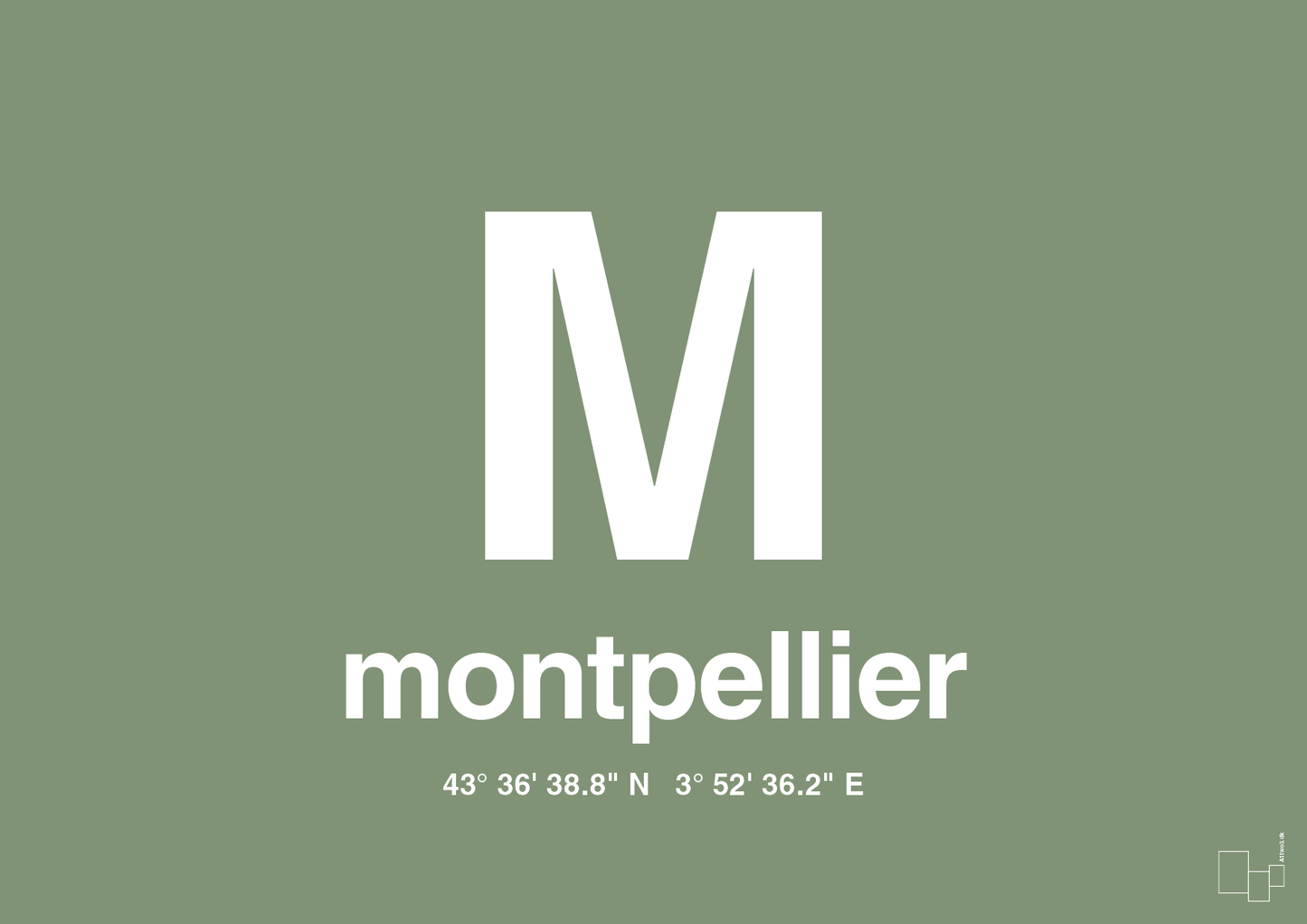 plakat: byplakat montpellier med koordinater - jade-Byer-A1two3