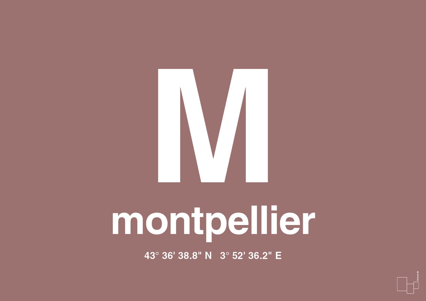 plakat: byplakat montpellier med koordinater - plum-Byer-A1two3