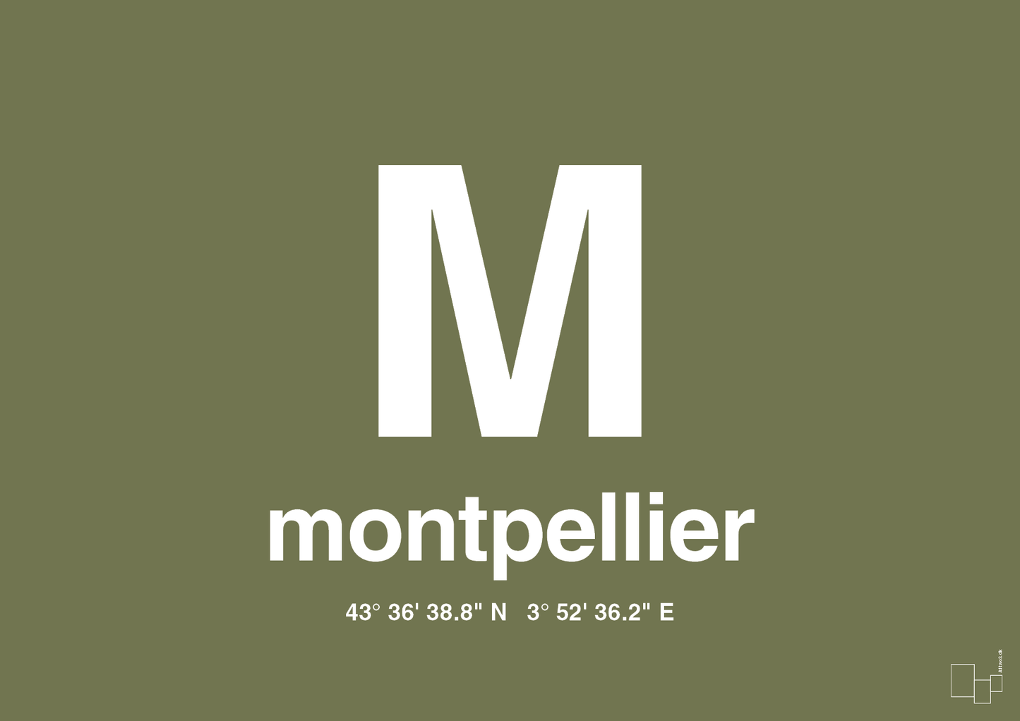 plakat: byplakat montpellier med koordinater - secret meadow-Byer-A1two3