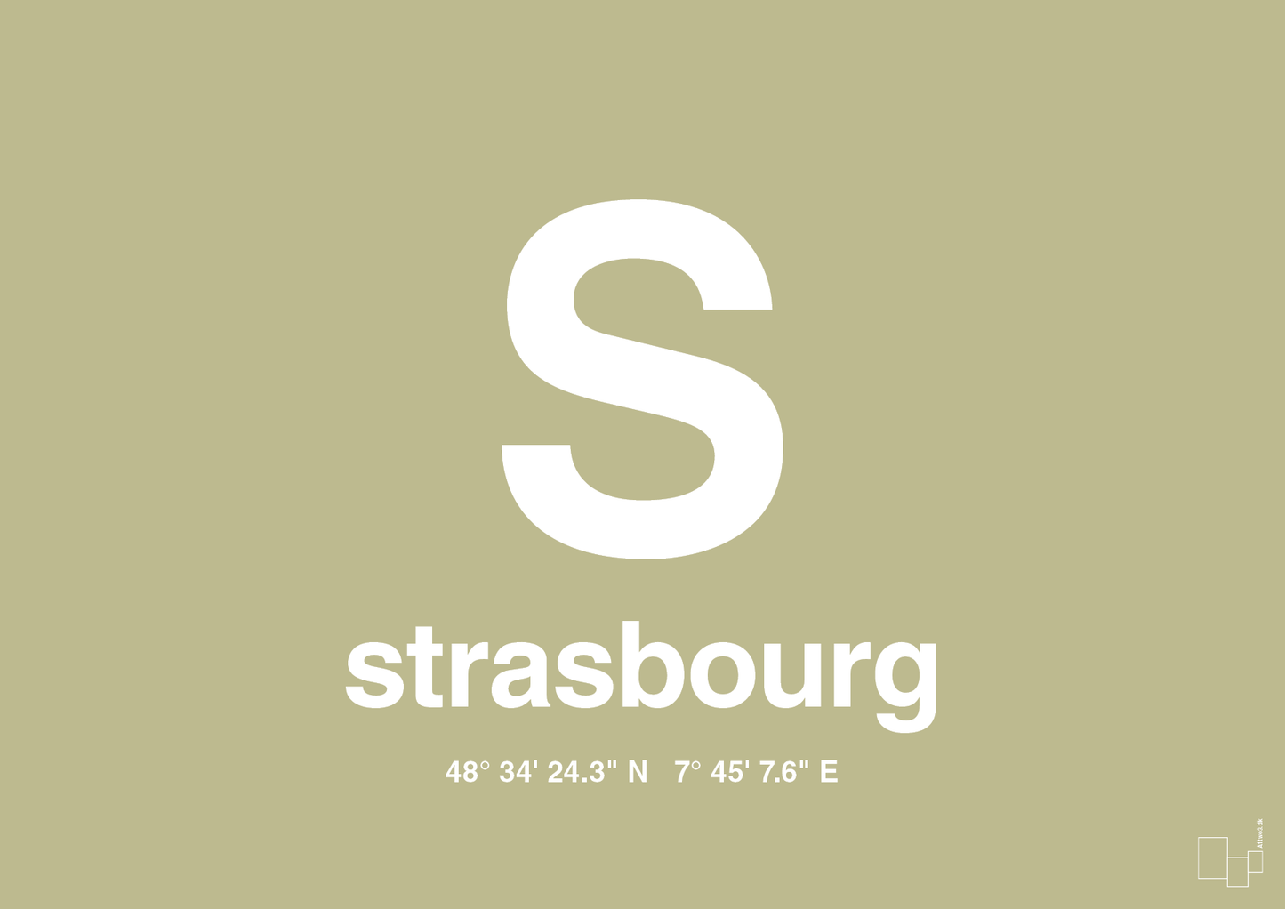 plakat: byplakat strasbourg med koordinater - back to nature-Byer-A1two3