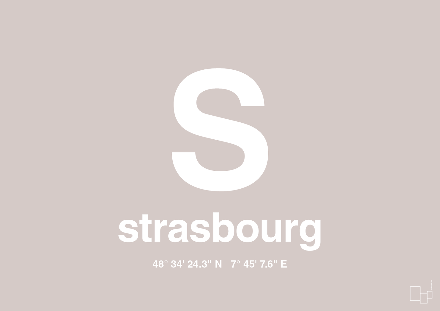 plakat: byplakat strasbourg med koordinater - broken beige-Byer-A1two3