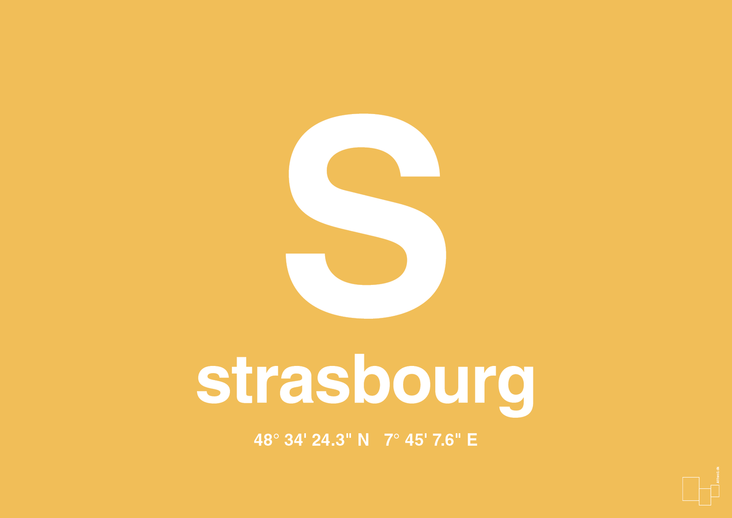 plakat: byplakat strasbourg med koordinater - honeycomb-Byer-A1two3