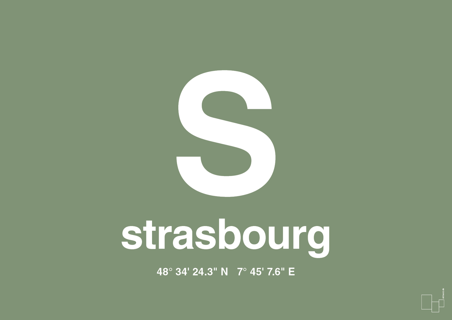 plakat: byplakat strasbourg med koordinater - jade-Byer-A1two3