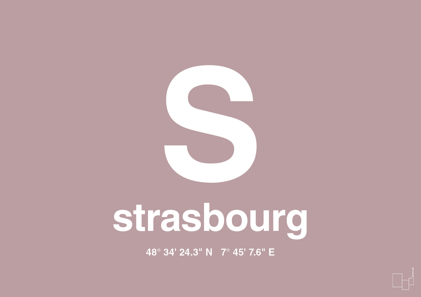 plakat: byplakat strasbourg med koordinater - light rose-Byer-A1two3
