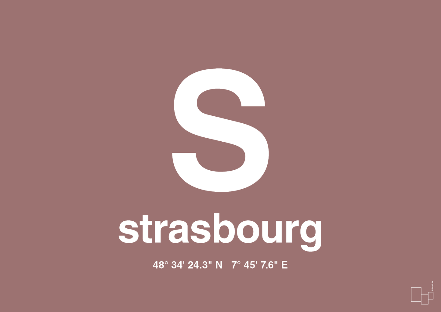 plakat: byplakat strasbourg med koordinater - plum-Byer-A1two3