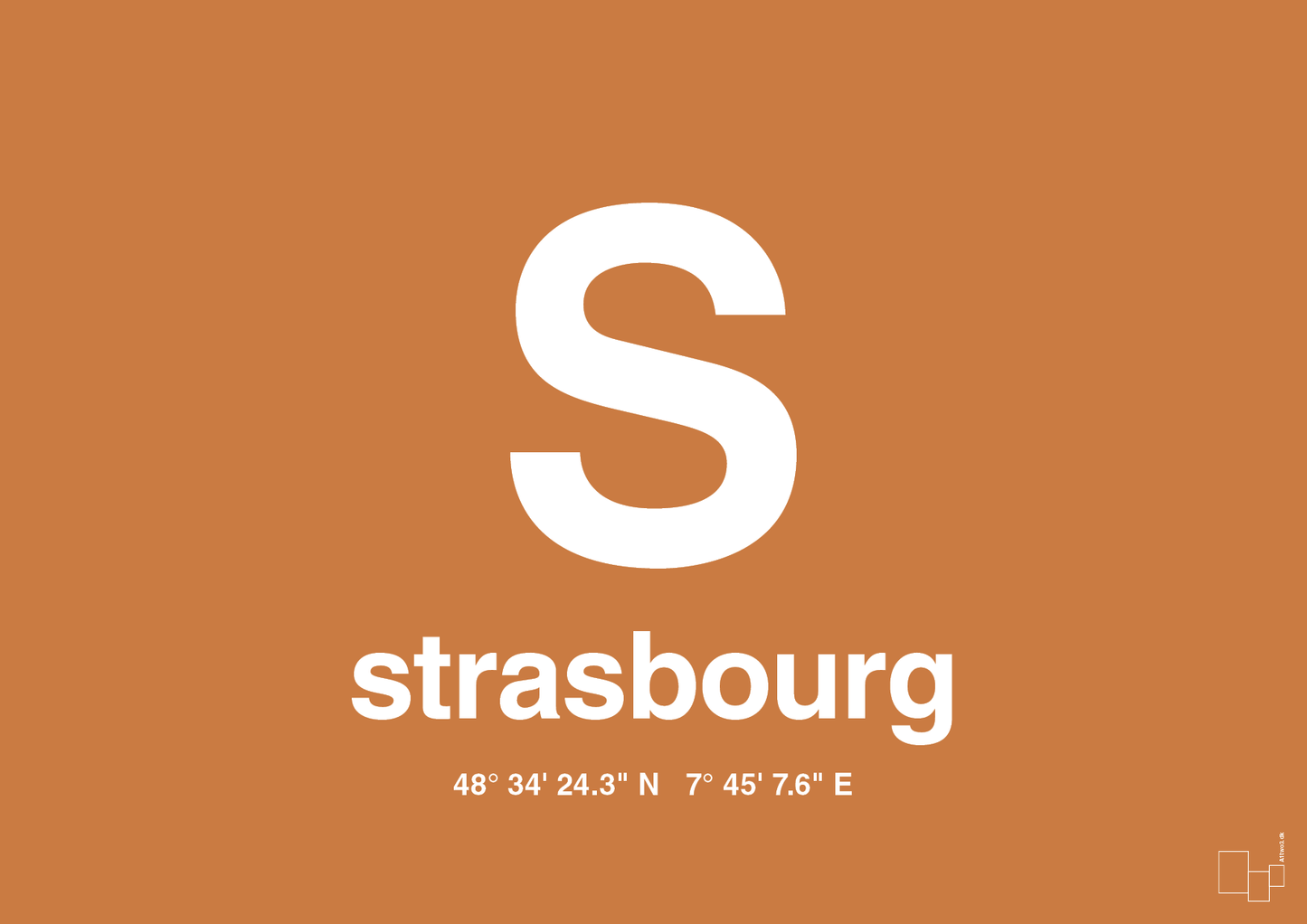 plakat: byplakat strasbourg med koordinater - rumba orange-Byer-A1two3