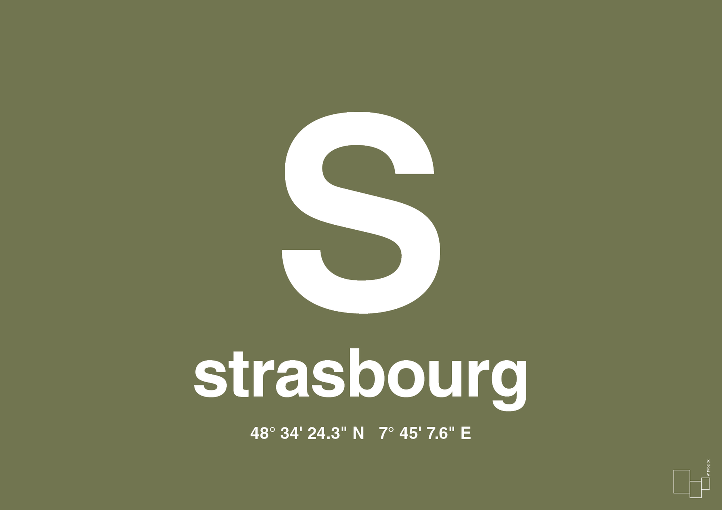 plakat: byplakat strasbourg med koordinater - secret meadow-Byer-A1two3