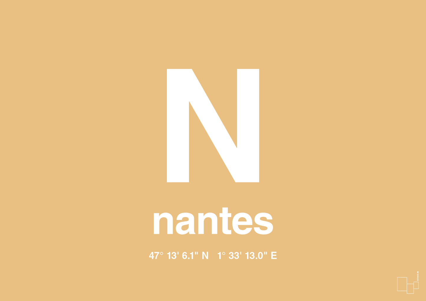 plakat: byplakat nantes med koordinater - charismatic-Byer-A1two3