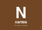 plakat: byplakat nantes med koordinater - dark brown-Byer-A1two3