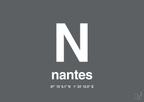 plakat: byplakat nantes med koordinater - graphic charcoal-Byer-A1two3