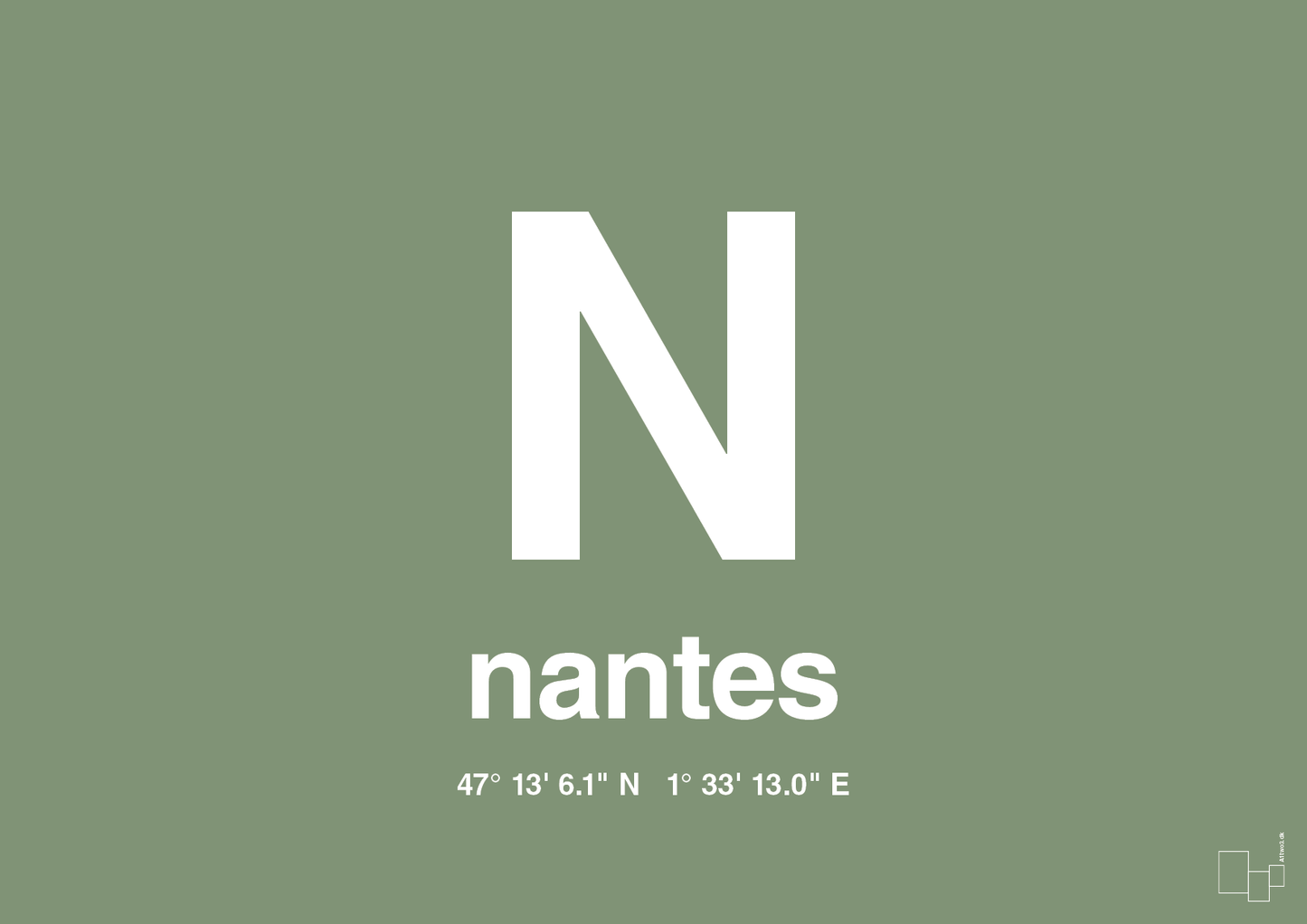 plakat: byplakat nantes med koordinater - jade-Byer-A1two3