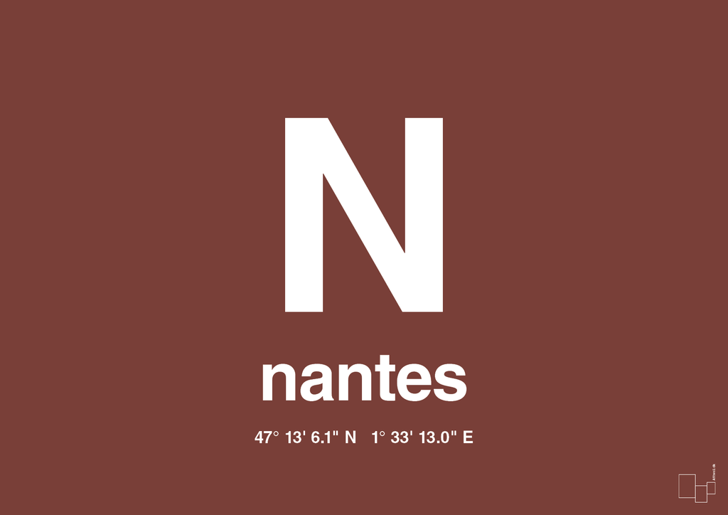 plakat: byplakat nantes med koordinater - red pepper-Byer-A1two3