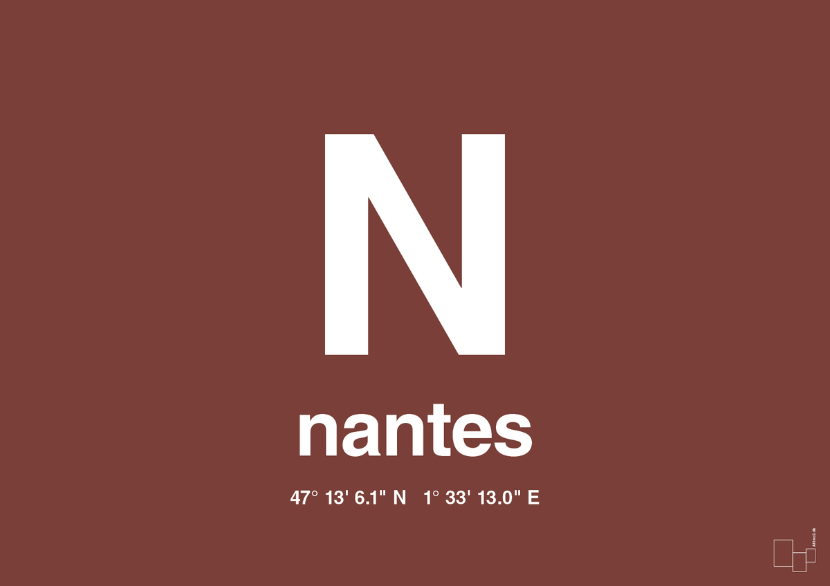 plakat: byplakat nantes med koordinater - red pepper-Byer-A1two3
