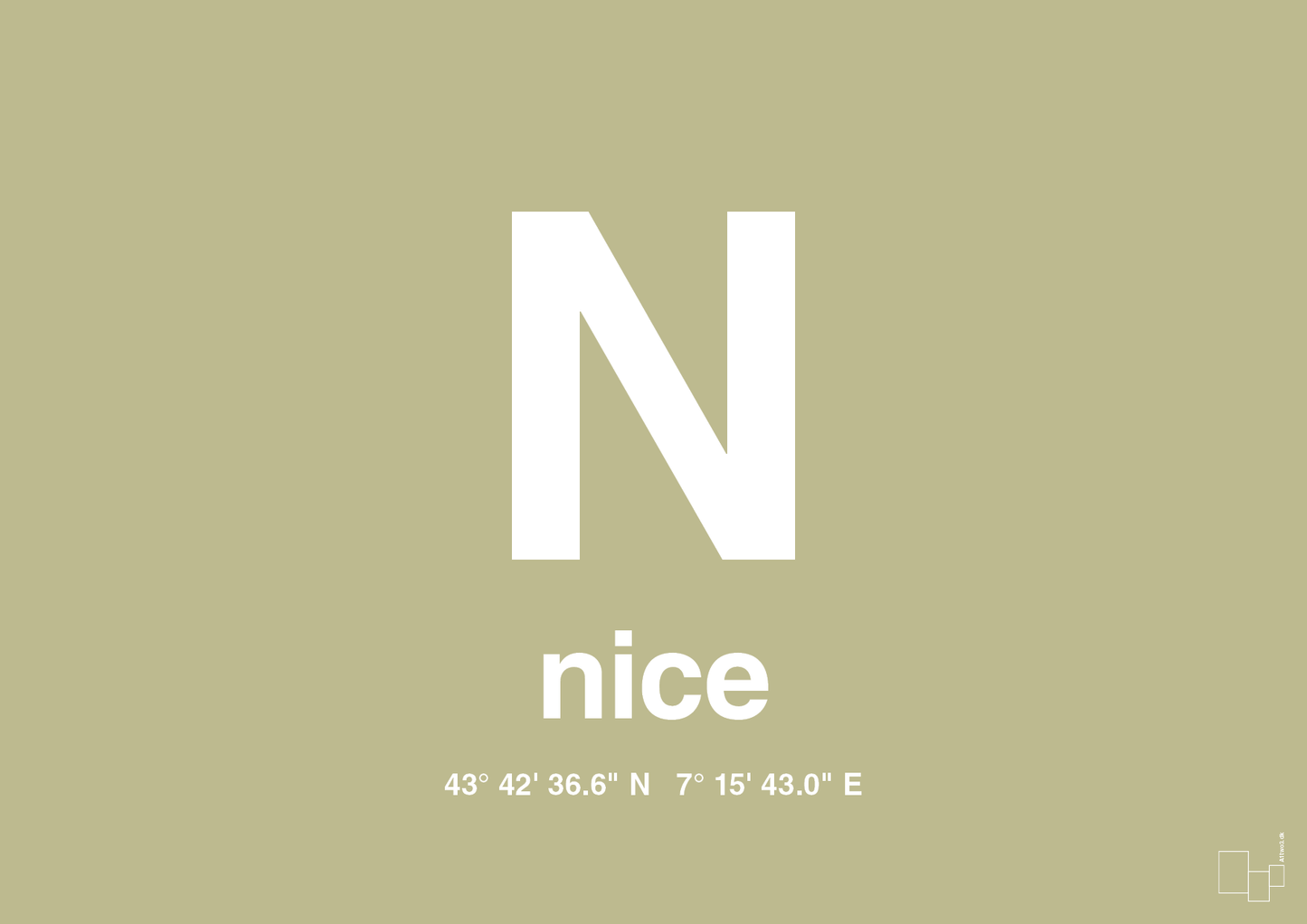 plakat: byplakat nice med koordinater - back to nature-Byer-A1two3