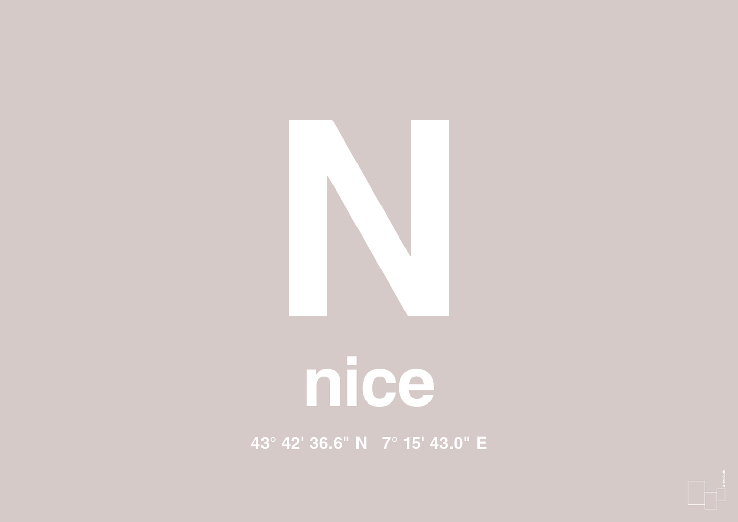 plakat: byplakat nice med koordinater - broken beige-Byer-A1two3