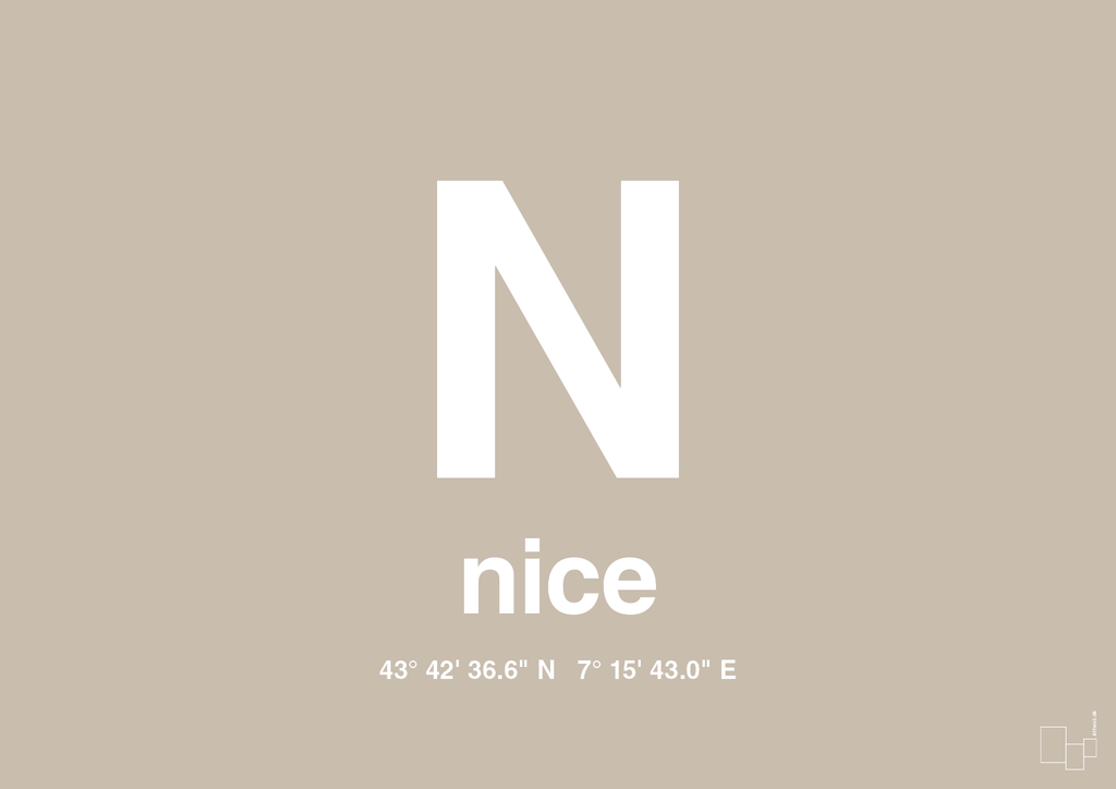 plakat: byplakat nice med koordinater - creamy mushroom-Byer-A1two3