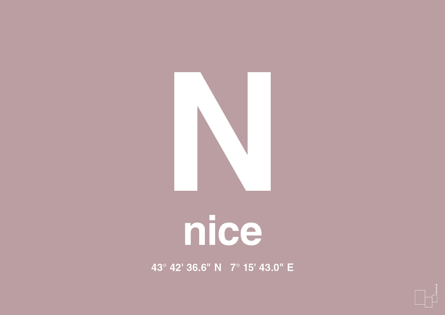 plakat: byplakat nice med koordinater - light rose-Byer-A1two3