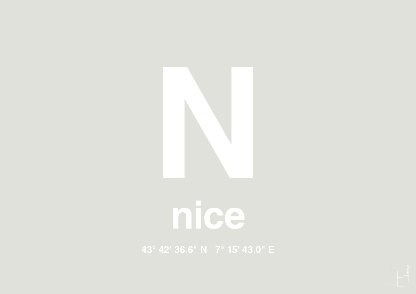 plakat: byplakat nice med koordinater - painters white-Byer-A1two3