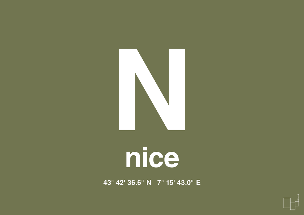 plakat: byplakat nice med koordinater - secret meadow-Byer-A1two3