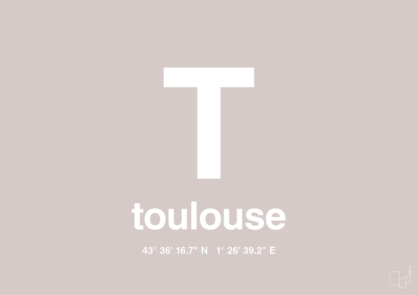 plakat: byplakat toulouse med koordinater - broken beige-Byer-A1two3