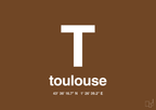 plakat: byplakat toulouse med koordinater - dark brown-Byer-A1two3