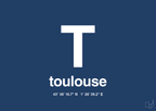 plakat: byplakat toulouse med koordinater - lapis blue-Byer-A1two3